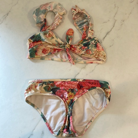 ZIMMERMANNKids Laelia ruffled floral-print bikini